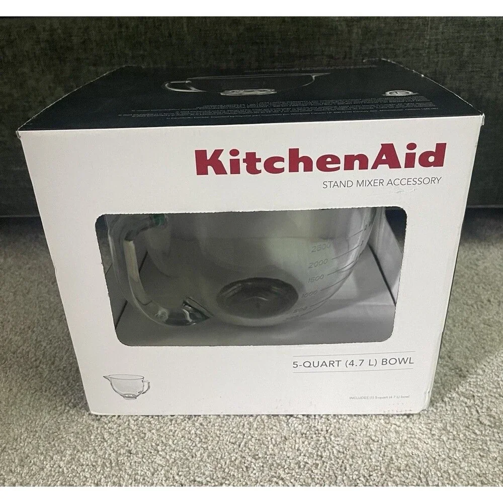 KitchenAid 5-Quart Tilt-Head Glass Bowl with Measurement Markings Clear KSM5NLGB